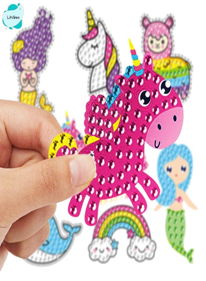 LitVibes DIY Diamond Painting 5D Stickers,Mosaic Diamond Stickers Art and Craft kit for Kids & Children - (Unicorn Designs) - Image 2